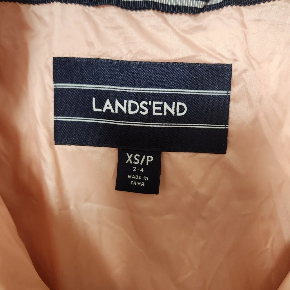 Lands End Full Double Zip Down Puffer Jacket Coat Women's XS Metallic Pink‎ Snow